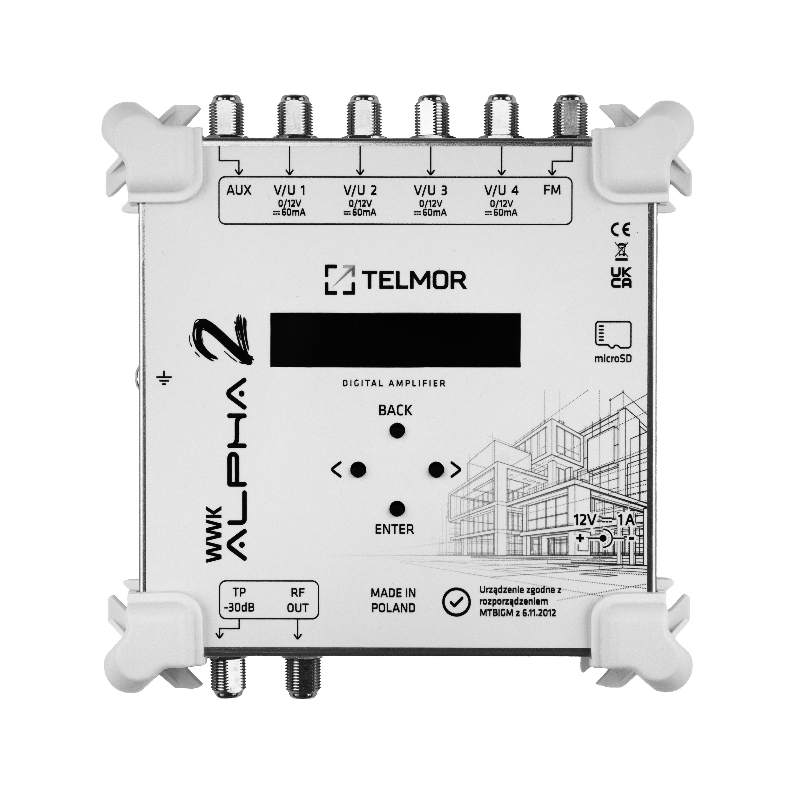 Programibilno kanalno pojačalo/pretvarač FM/AUX/4xVHF/UHF, 32 kanala